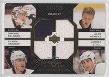 2007-08 Upper Deck Fab Four Fabrics Ales Hemsky Jarret Stoll Dwayne Roloson 0c3
