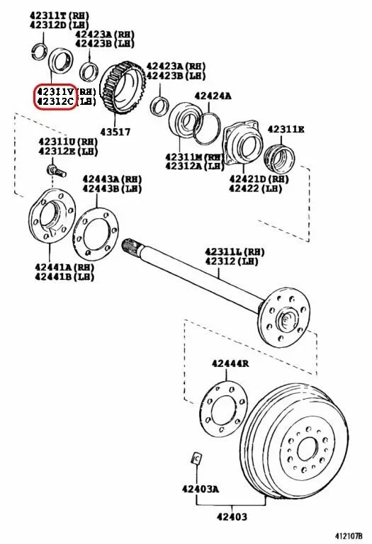 Kit de cojinete y sello de eje trasero genuino Toyota con juego de ABS para 4Runner T100 Tacoma Foto 2 de 4