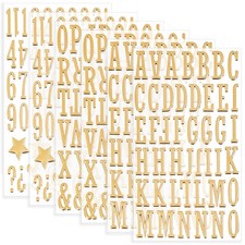 296Pcs 3D Gold Letter Stickers 6Sheets Puffy Letter and Number Stickers Self ...