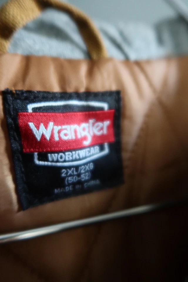 Wrangler Workwear Men's 2XL Brown Canvas Hooded Full Zip Jacket Coat - Image 4 of 4