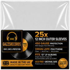 25 12" inch Vinyl Album LP 450g Gauge Polythene Plastic Outer Record Sleeves