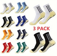 3 Pair Sport Socks Anti Slip W/ Grip Soccer Men Football Basketball Sock Premium