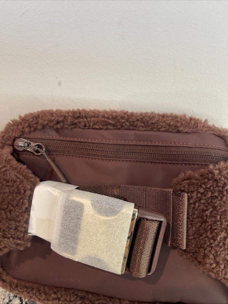 Lululemon Sherpa Fleece Belt Bag in Brown Earth with Gold Buckle Crossbody