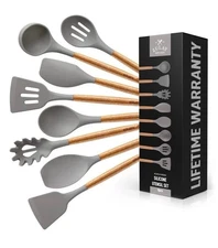 Zulay Kitchen Utensils Set Non-Stick Silicone Cooking Utensils 8 Piece