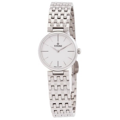Titoni Slenderline Quartz Silver Dial Ladies Watch TQ-42718-S-606