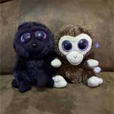 Ty Beanbag Plush Lot Black Brown Monkey Big Glitter Eyes Age 3-4 Years 4-7