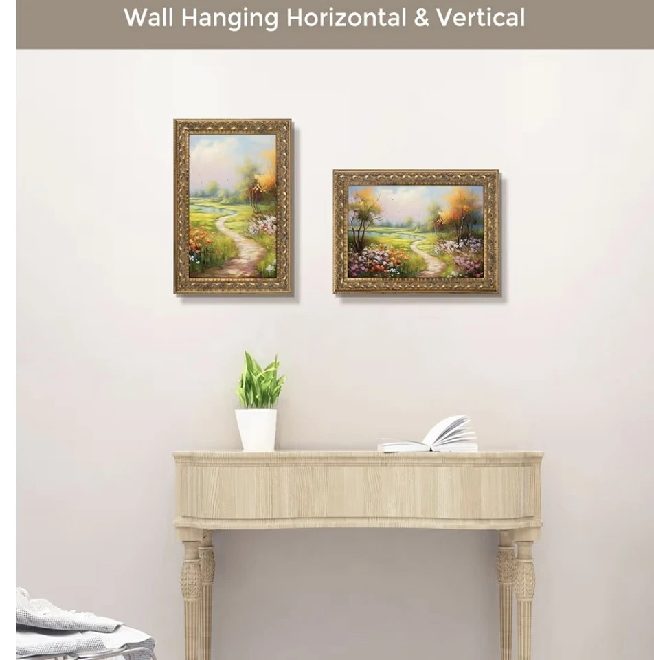 Quadro de pôster luxuoso dourado 8x12 polegadas bronze ornamentado parede horizontal e vertical - Imagem 4 de 4