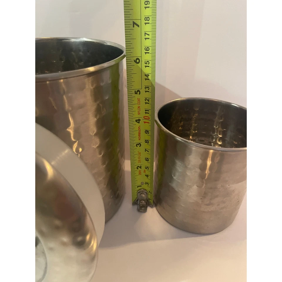 Old Dutch Hammered Brush Nickel Canister - Set of 3  - Image 4 of 4