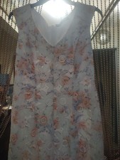 Vintage Leslie Fay Woman's Size 10 Lace Orange And White Floral Lined Knee