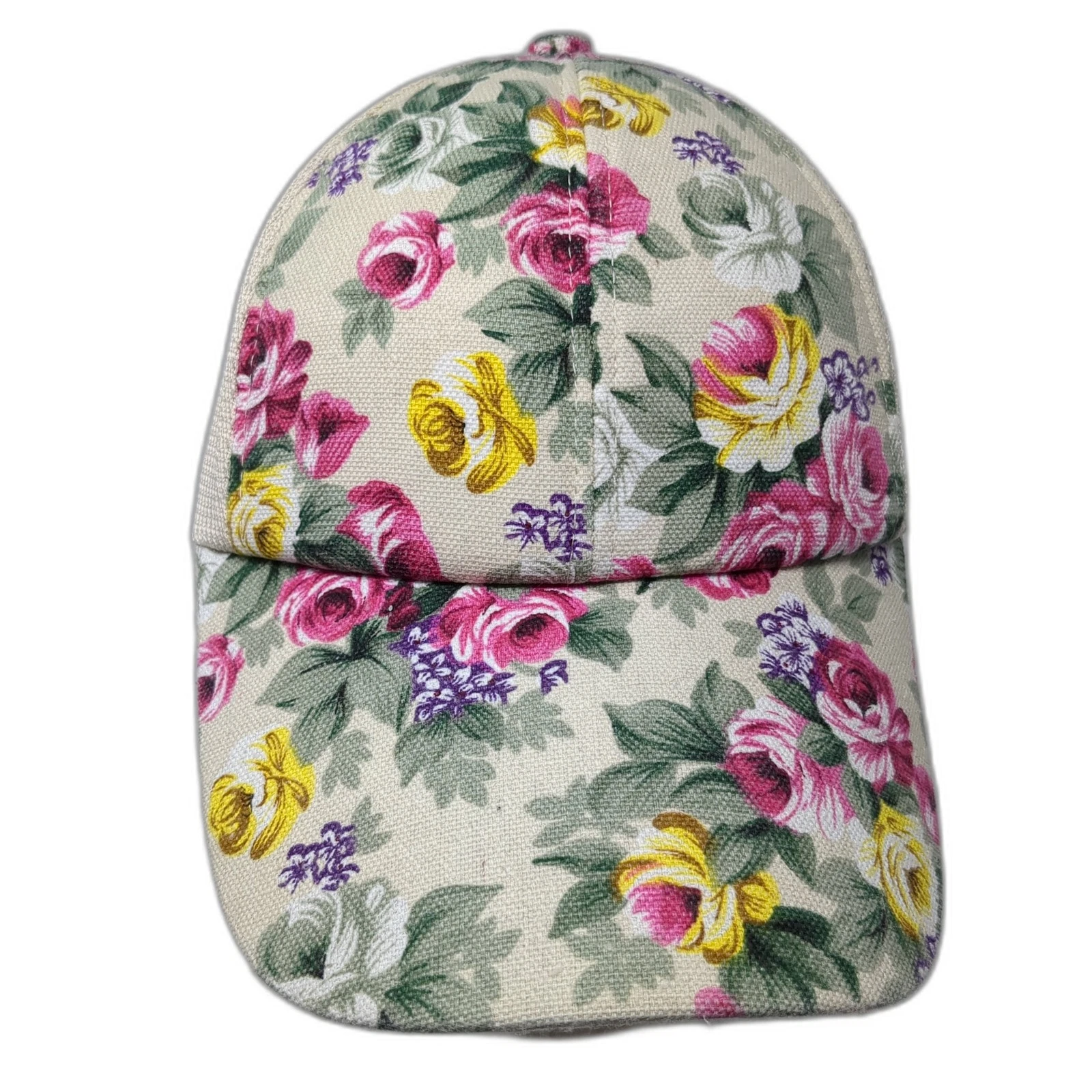 Flower Print Logo Strapback Trucker Hat Multicolor One Size Adjustable Mesh Back