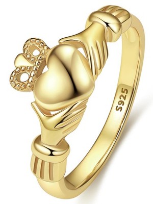 Gold Claddagh Rings for Women Hypoallergenic Sterling Silver Women Gold Rings...