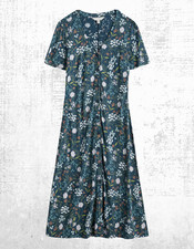 Womens Seasalt Short Sleeve Cotton Tea Jersey Dress Sketch Floral Squid