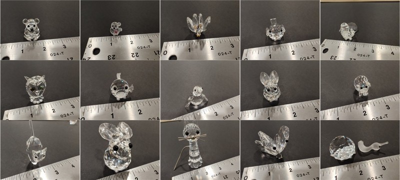 Vintage Swarovski Crystal Mini Animal Figurine Lot 15pc As-Is No Boxes Bears Cat