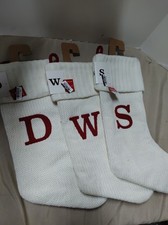 3 Wondershop Cream Knit Monogram Christmas Stockings Letters D W S Red Initial N