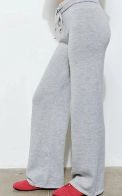 Pretty Garbage Wide Leg The Otto Luxe Knit Lounge Pants NWT Sz M Gray