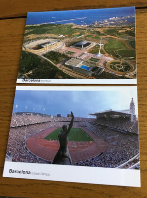2 Postkarten vom Olympiastadion Barcelona Spanien