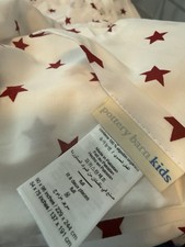POTTERY BARN KIDS Red WHITE Star Full SHEET SET Organic Cotton 2x Flat 1xFitted