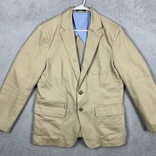 L.L. Bean Sport Coat Blazer Jacket Mens 40R Beige Inside Pocket Tuxedo 2 Button