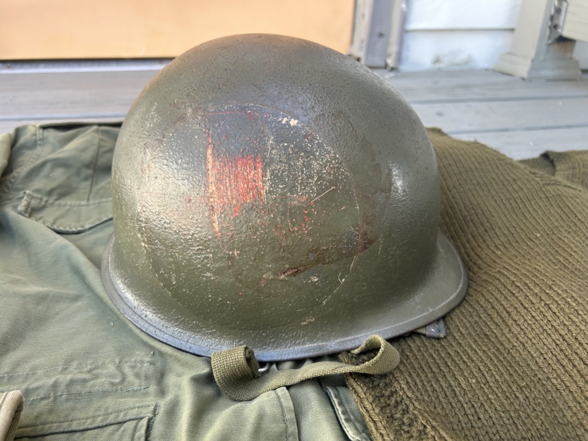 WW2 WWII 2 Panel Medic Nurse's M1 Helmet Grouping Army Red Cross