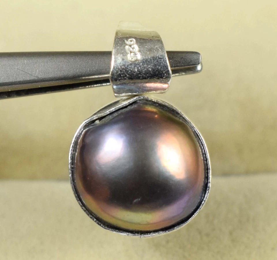 Colgante certificado piedras preciosas redondas naturales de 7,60 quilates perla negra del Mar del Sur de Tahití Foto 3 de 4