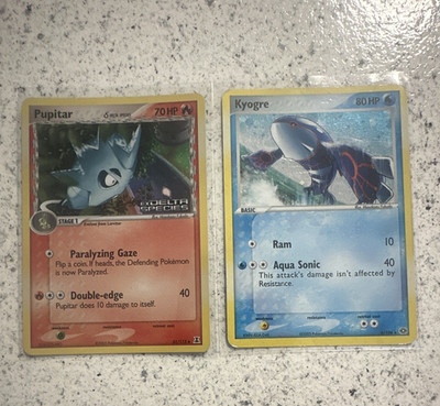 Nintendo Pokémon TCG Lot of 2 Pupitar 51/113 Delta Species & Kyogre 6/106 Holo