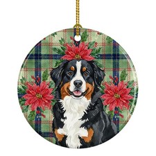 Bernese Mountain Dog Christmas Poinsettas Ceramic Ornament WDK8513CO1