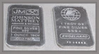 TWO DIFFERENT UNCIRCULATED .999 SILVER 1oz EACH BARS - LIGHTLY TARNISHED