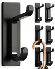 Wall Hooks for Coat and Towel: 13LB Strong Adhesive Door Hanger Stick on, Bla...