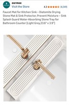 Faucet Mat for Kitchen Sink - 23.6  Long Diatomite Fast Drying Stone Sink Tray