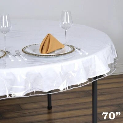 CRAFTSNFAVORS Clear Plastic Vinyl 70" TABLECLOTH Protector Table Cover Wedding Party SALE