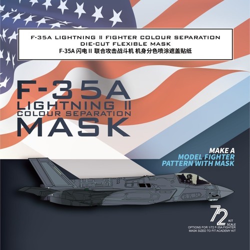 1/72 F-35A Lightning II Fighter Color Separation Mask for Academy 12507 Model - Picture 2 of 6