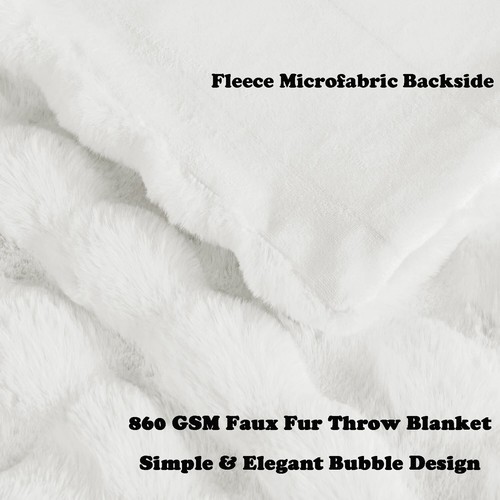 White/Beige/Pink Fluffy Fuzzy Faux Fur Throw Blanket Soft Blanket for Bed Couch - Picture 22 of 52