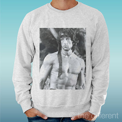 Light Men's Sweater Light Grey Rambo Film Movie Cult Vintage