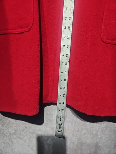 Tommy Hilfiger Wool Pea Coat Womens 6 Red Zip-up Button Removable Hood Pockets - Picture 5 of 13