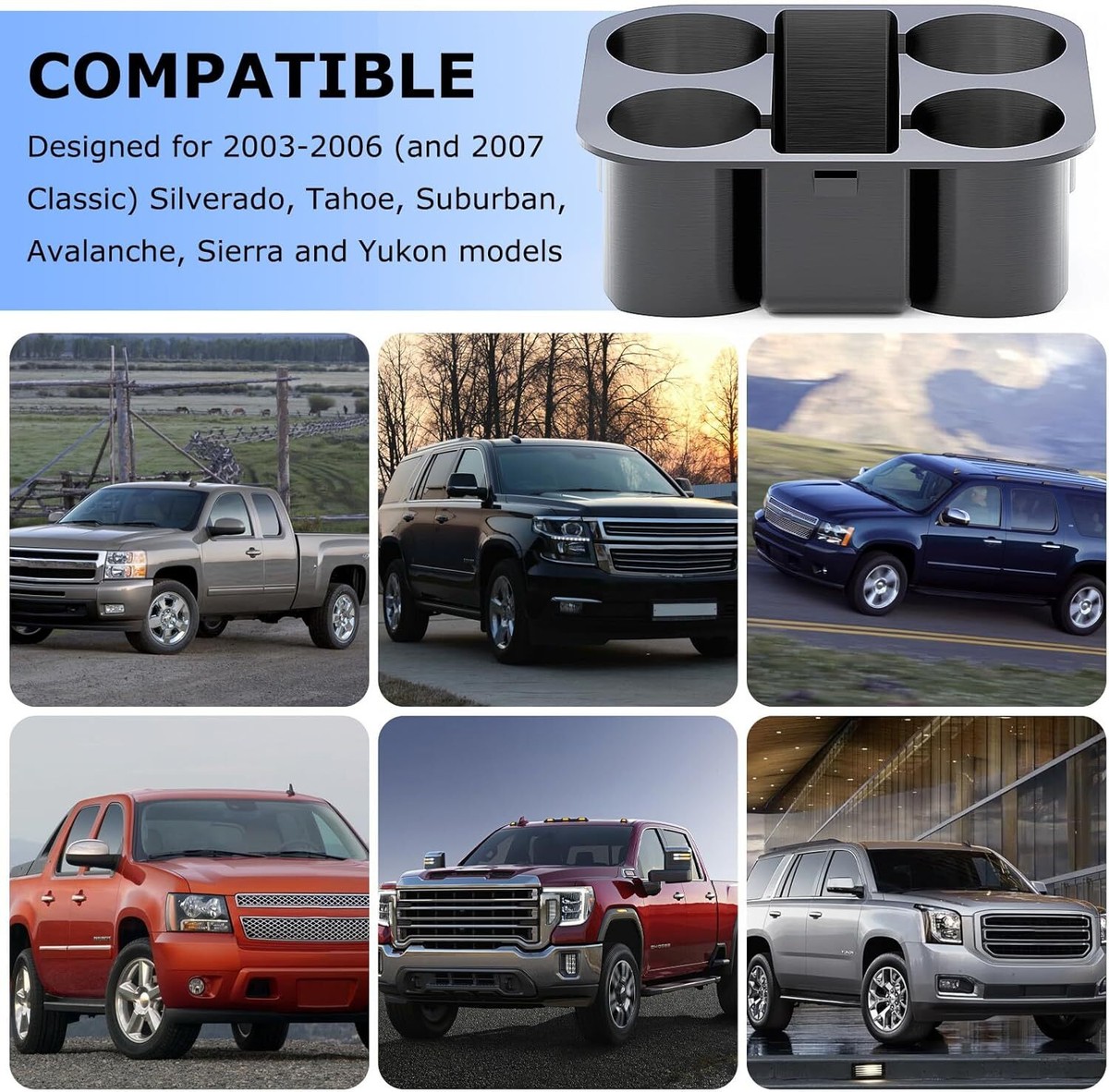 Cup Holder Upgrade for Chevrolet 2003-2007 GMC Silverado Tahoe