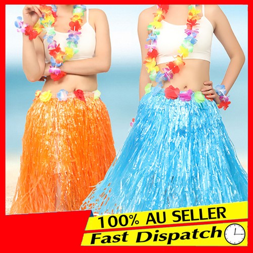 Hawaiian Grass Skirt Set Hula Grass Skirt Set Flower Hula Lei Wristband Garland Fancy Dress Costume I.1274822819 - Foto 12