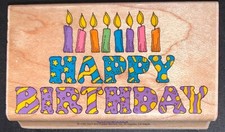 Happy Birthday with Candles Saying Rubber Stamp - Hero Arts
