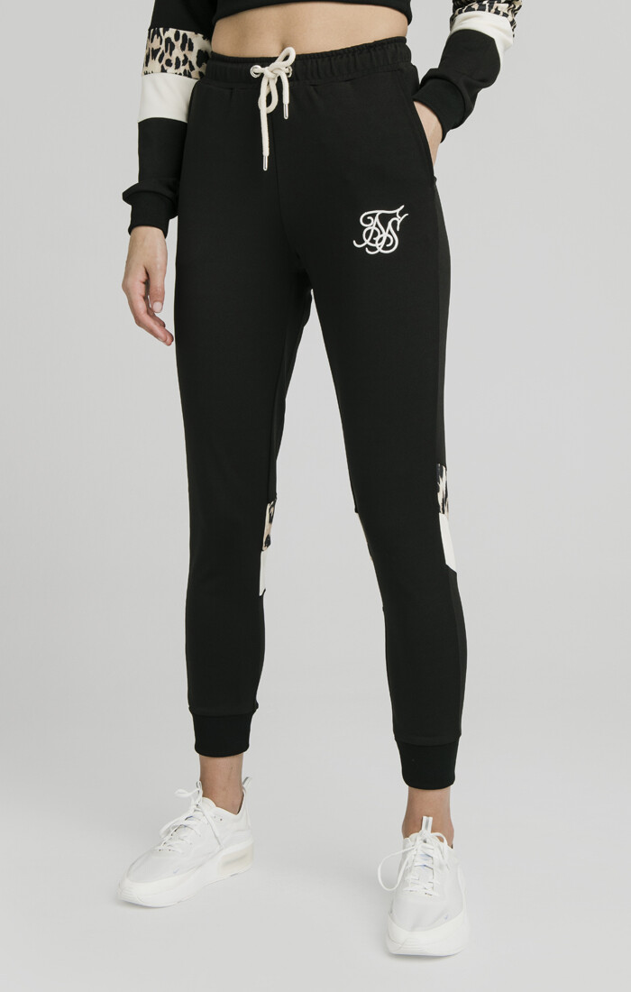 SikSilk Womens Black Leopard Panel Track Pants UK6 XXS UK