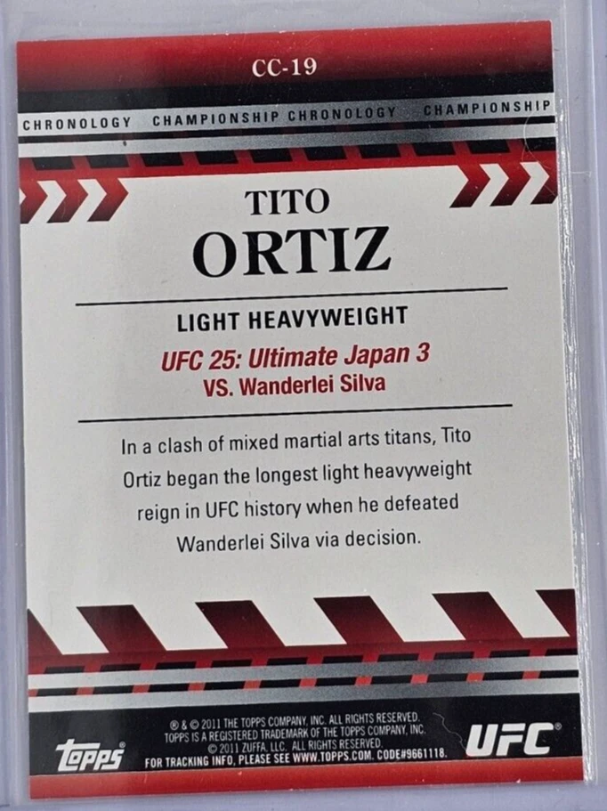 2011 Topps UFC Title Shot Championship Chronology Tito Ortiz #CC-19 - Image 2 of 2