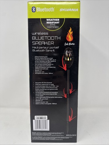 SYLVANIA LED Flame Torch Speaker, Waterproof, Outdoor Light-Up Speaker Brand New - Picture 2 of 6