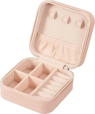 LETURE PU Leather Small Jewelry Box, Travel Portable Case for Pink 