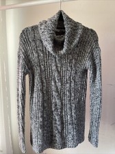 Grey Cable Style Turtle Neck Long Sweater Size S