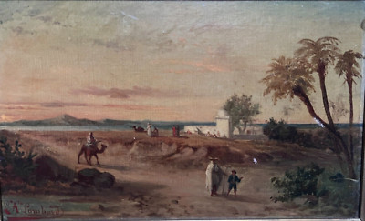 Louis Auguste LOMBARD (XIX) Orientalistische Landschaft - Antikes Gemälde