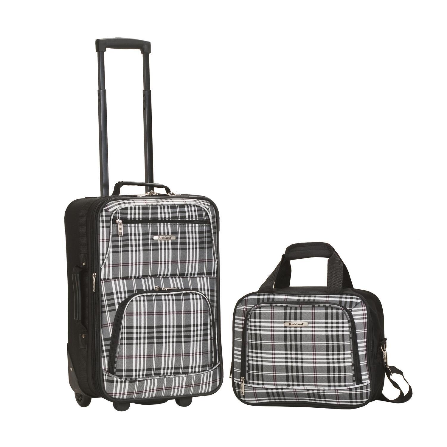 Luggage Set Travel Suitcase Wheeled Strap Shoulder Handbag Black Cross Roll