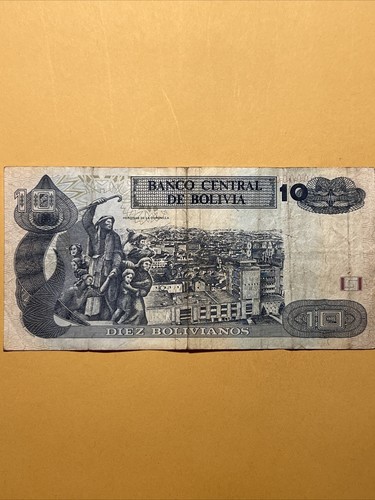 Bolivia 10 Boliviano Current Circulated Paper Money - Earlier Issue -1986 series - Picture 2 of 4