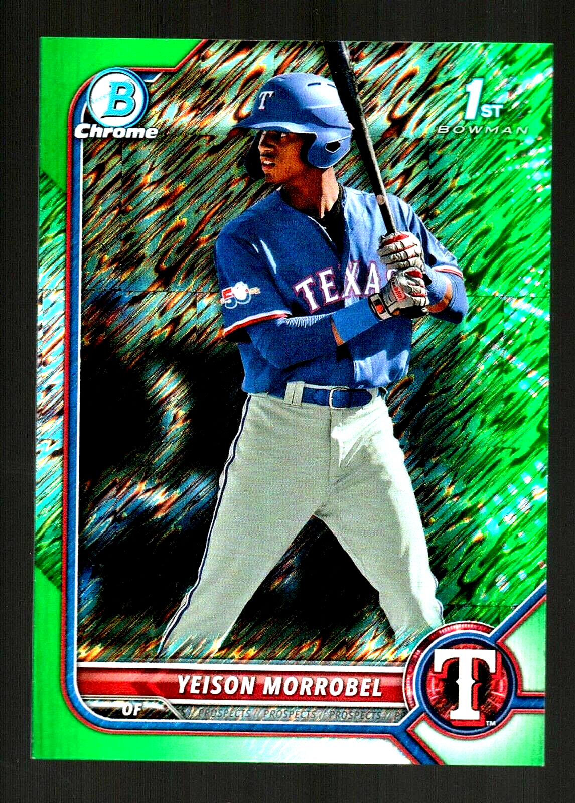 2022 BOWMAN CHROME #BCP-200 YEISON MORROBEL GREEN SHIMMER REFRACTOR 1ST RC /99