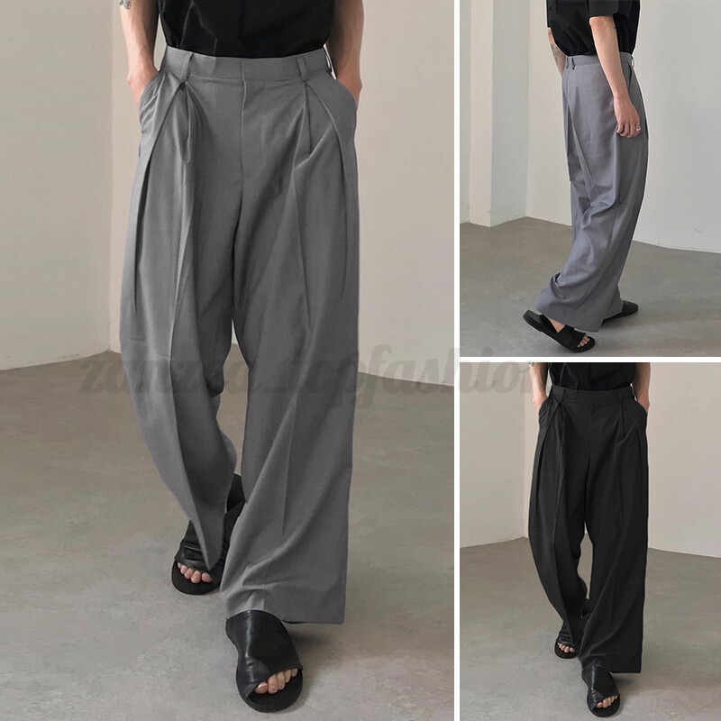 Mens Japanese Style Harem Casual Loose Chino Pants Wide Leg Mens Japanese Style Harem Casual Loose Chino Pants Wide Leg