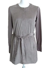 H by Halston Faux Suede Gray Jacket Sweater Sleeves Size 2 Extra Small