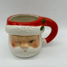 Miracle Cocktail Kingdom Winking Santa Claus Head Figural Ceramic Mug.