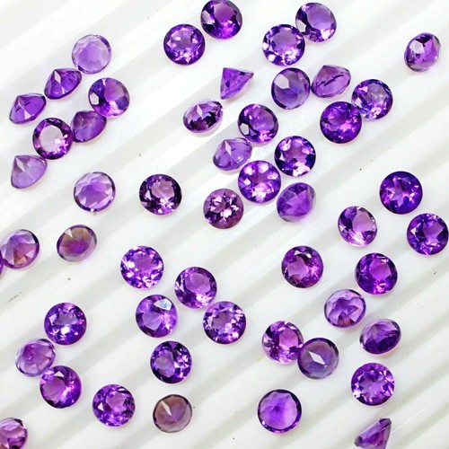 Lot De Perles D'améthyste Africaine 2 Mm Facettes Rondes - Naturelles, Non Traitées